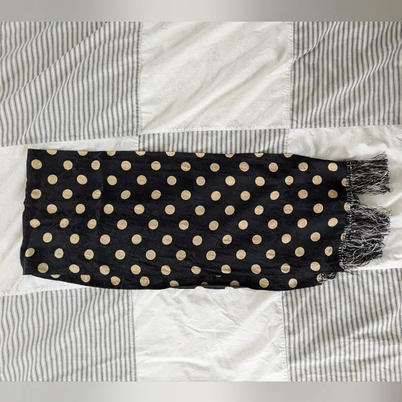Nick and Nora Black and Gold Silk Polka Dot Scarf - Picture 8 of 8